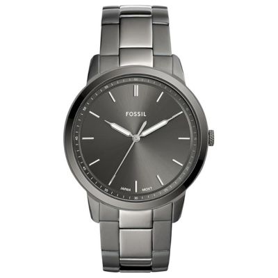 Fossil Men’s Minimalist Stainless Steel and Leather Watch