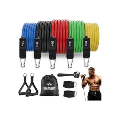 WHATAFIT Resistance Bands Set for Home Gym with Handles and Door Anchor